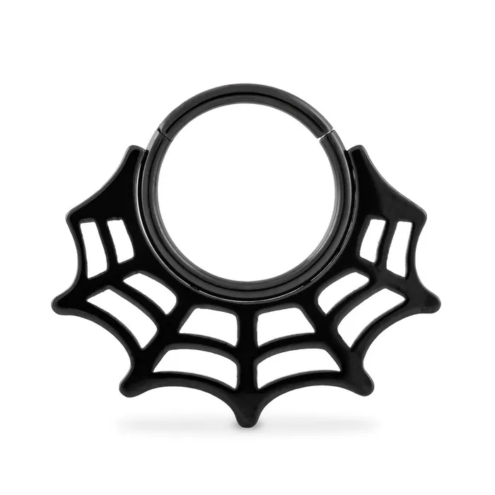 Anal Painful Pleasures 16g PVD Black Spiderweb Titanium Clicker Price Per 1
