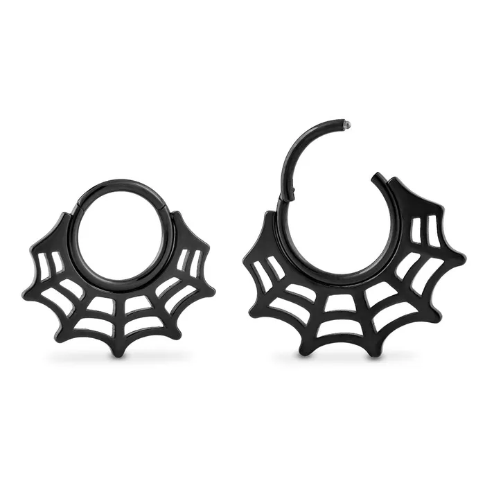 Anal Painful Pleasures 16g PVD Black Spiderweb Titanium Clicker Price Per 1