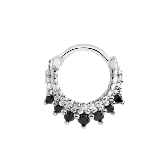 Anal Painful Pleasures 16g Rhodium Plated Black Jeweled Bijoux Steel Septum Clicker Anal Painful Pleasures 16g Rhodium Plated Black Jeweled Bijoux Steel Septum Clicker