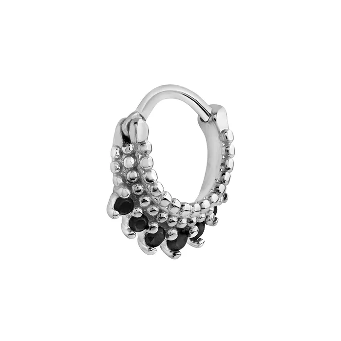 Anal Painful Pleasures 16g Rhodium Plated Black Jeweled Bijoux Steel Septum Clicker