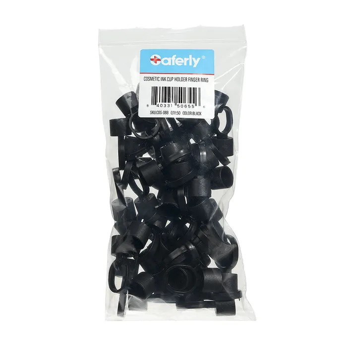 Anal Precision Cosmetic Ink Cup Holder Finger Ring Black Bag of 50