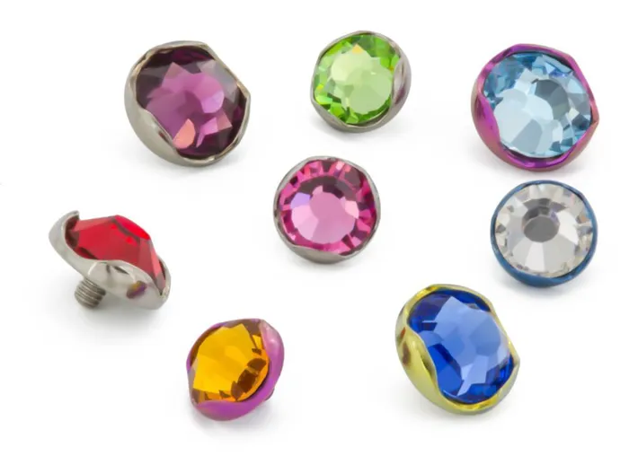Anal Tilum 14g 12g Internally Threaded Titanium 54mm Jeweled ProngSet Top Price Per 1 Tilum