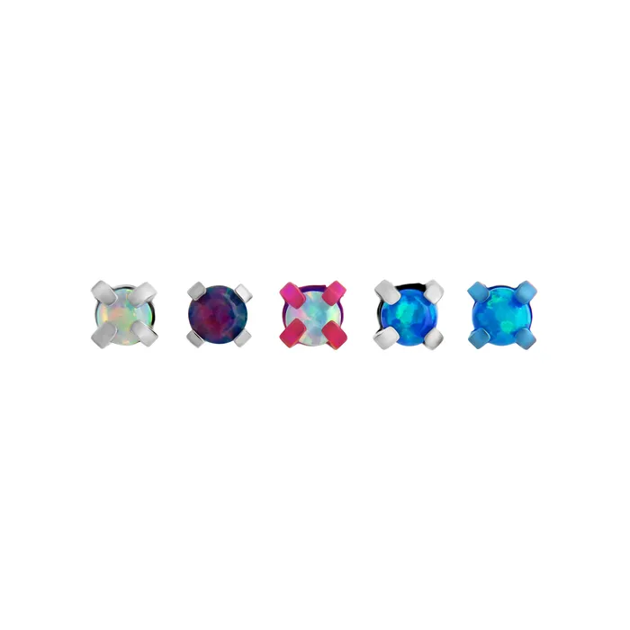 Anal Tilum Tilum 14g12g Internally Threaded Square ProngSet 2mm Round Opal Top Price Per 1