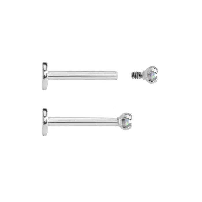 Anal Tilum Tilum 14g12g Internally Threaded Square ProngSet 2mm Round Opal Top Price Per 1
