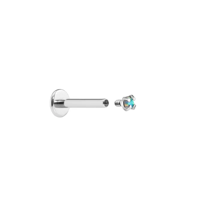 Anal Tilum Tilum 14g12g Internally Threaded Square ProngSet 2mm Round Opal Top Price Per 1