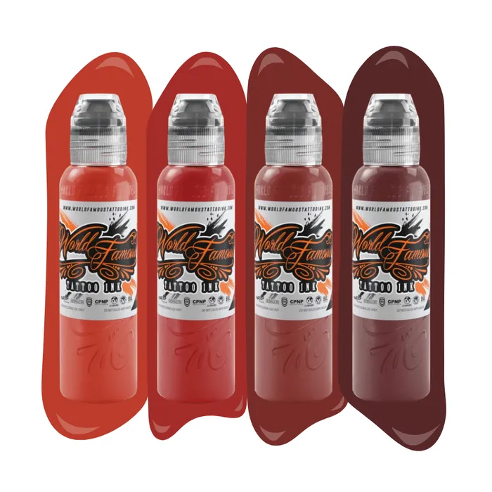 Anal World Famous Dima NBK Fire Red Set World Famous Tattoo Ink 1oz