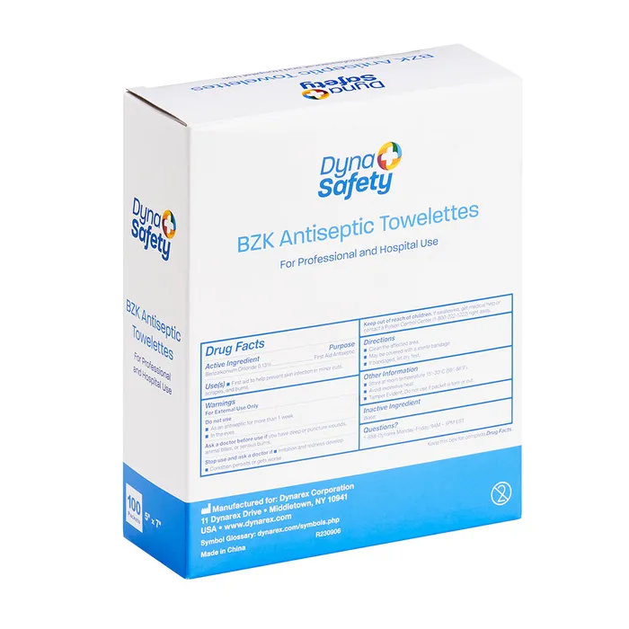 Benzalkonium Antiseptic Towelettes 5 x 7 Box of 100 Dynarex Anal