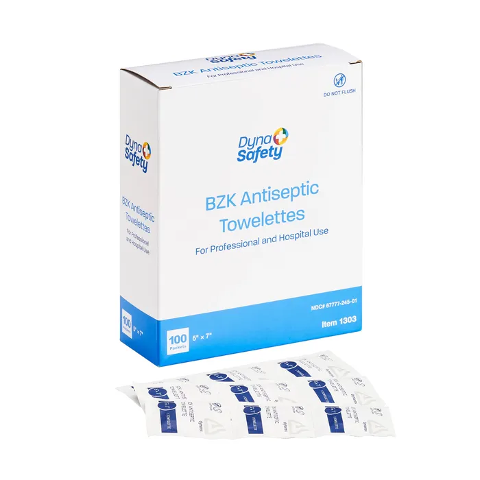 Benzalkonium Antiseptic Towelettes 5 x 7 Box of 100 Dynarex Anal
