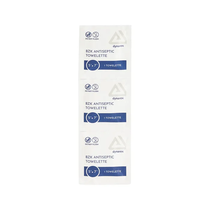Benzalkonium Antiseptic Towelettes 5 x 7 Box of 100 Dynarex Anal
