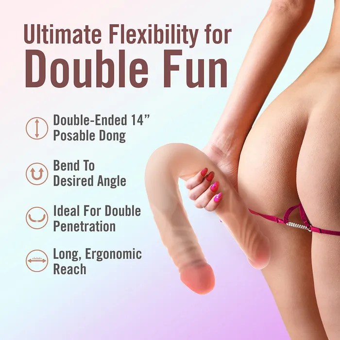 Blush Dildos Dr Skin Plus 14 Inch Posable Double Dildo Vanilla