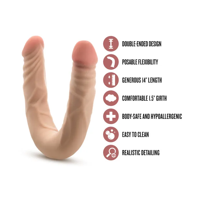 Blush Dildos Dr Skin Plus 14 Inch Posable Double Dildo Vanilla