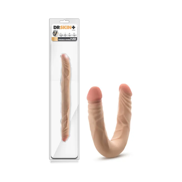 Blush Dildos Dr Skin Plus 14 Inch Posable Double Dildo Vanilla