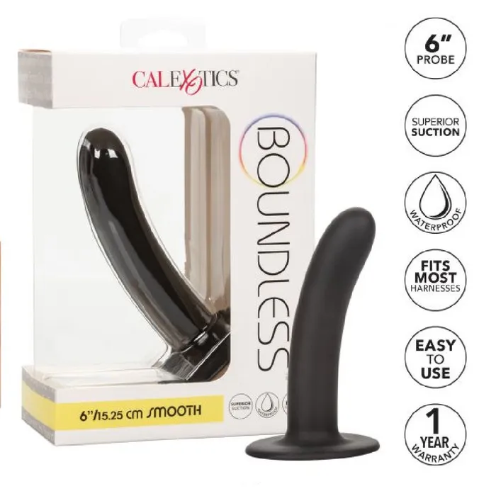 Boundless 6 Inch Smooth Black Silicone Dildo CalExotics Anal