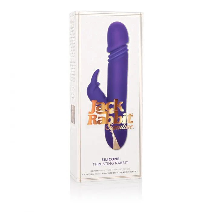 California Exotics Female Sex Toys Jack Rabbit Signature Silicone Thrusting Rabbit GSpot Vibrator Rechargeable