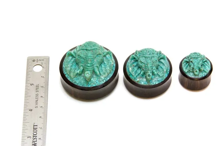 Carved Turquoise GANESHA Organic Jewelry 14mm 50mm Price Per 1 Elementals Organics Vibrators