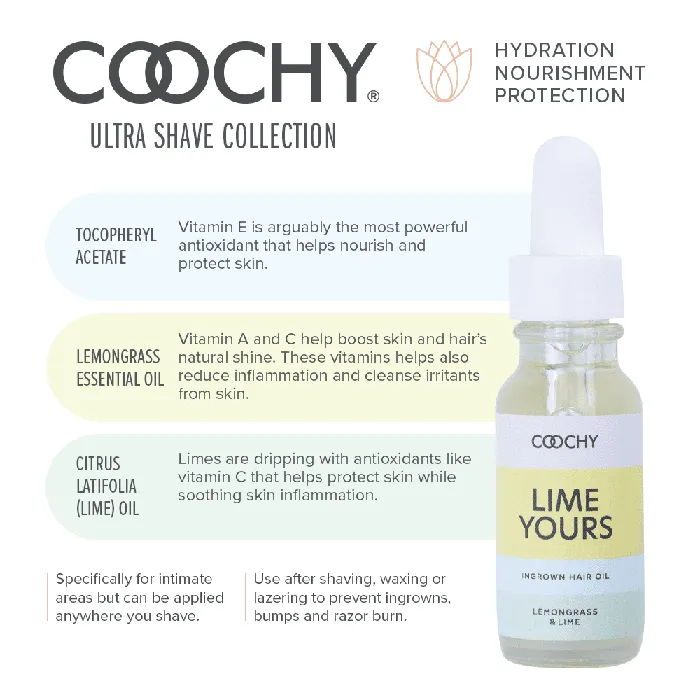 Classic Erotica Female Sex Toys COOCHY ULTRA Ultra Soothing Ingrown Hair Oil Lemongrass Lime 04 oz125 mL