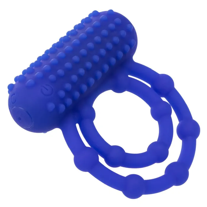 Couples CalExotics Maximus 10 Bead Vibrating Beginner Cock Ring for Couples Blue