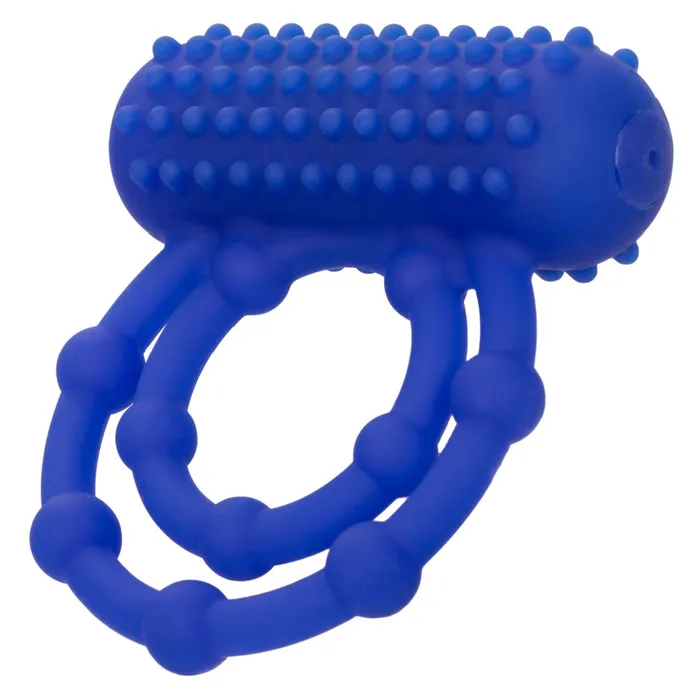 Couples CalExotics Maximus 10 Bead Vibrating Beginner Cock Ring for Couples Blue
