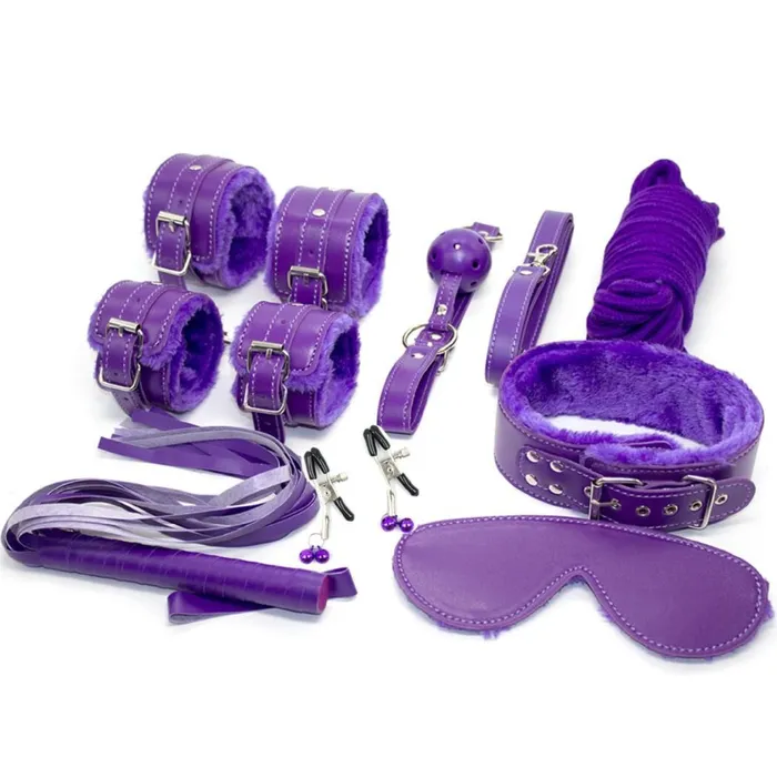 Couples Everything Bondage 9 Piece Beginners Bondage Kit Purple Plesur