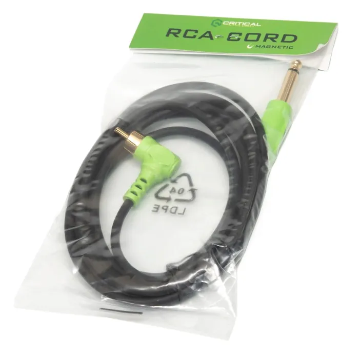 Critical Tattoo Anal Critical Magnetic 90 Degree RCA Cord 7 Green and Black