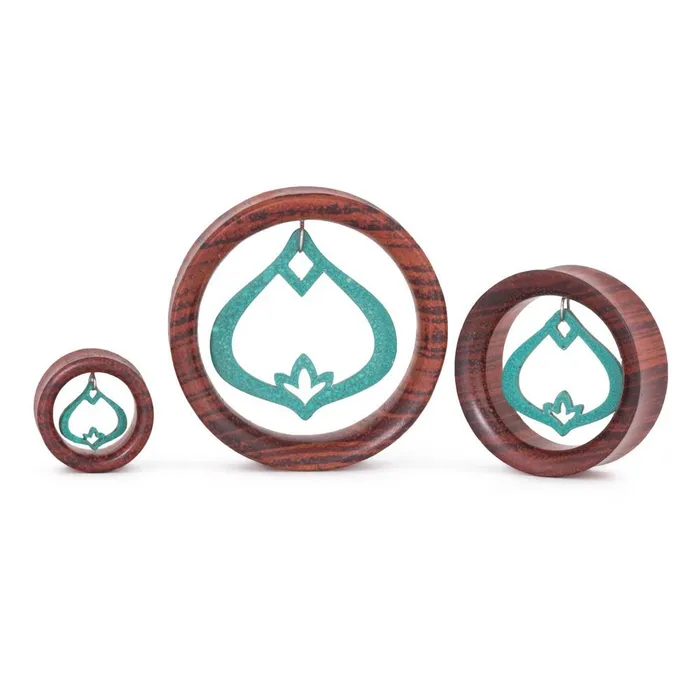 Dangling Turquoise Lakshmis Tear Drop Lotus Red Tigerwood Tunnel 20mm50mm Price Per 1 Elementals Organics Vibrators