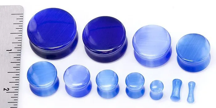 Dildos Painful Pleasures 12g1 Double Flare Blue Cats Eye Glass Plugs Price Per Pair