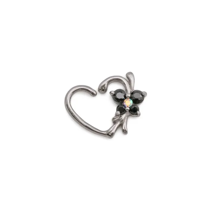 Dildos Painful Pleasures 16g Jeweled Flower Heart Bendable Ear Jewelry