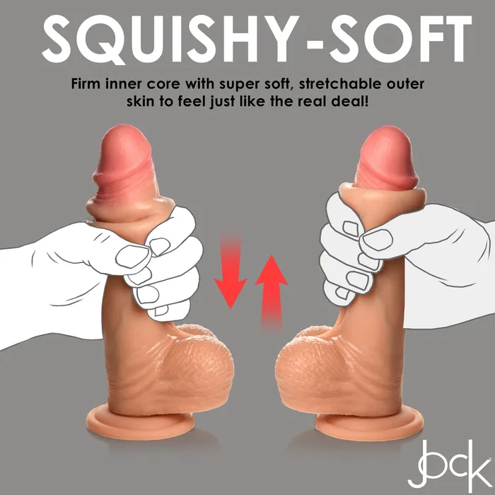 Dildos XR Brands Jock Real Skin 8 Inch Silicone Suction Cup Dildo with Balls Vanilla