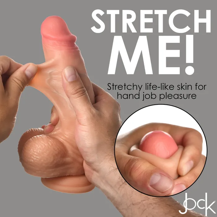 Dildos XR Brands Jock Real Skin 8 Inch Silicone Suction Cup Dildo with Balls Vanilla
