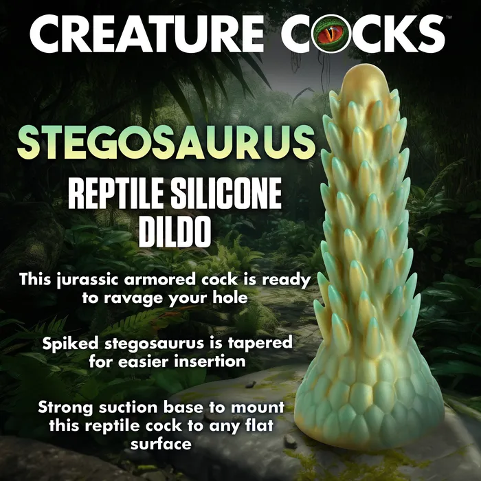Dildos XR Brands Stegosaurus Spiky Reptile Silicone Dildo