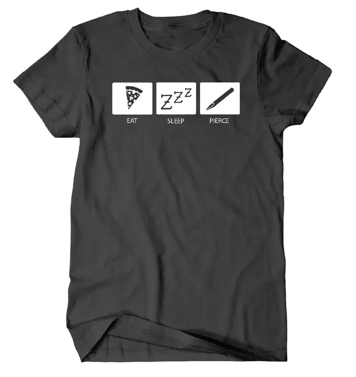 Eat Sleep Pierce Tee Shirt Next Level Gray Painful Pleasures Vibrators
