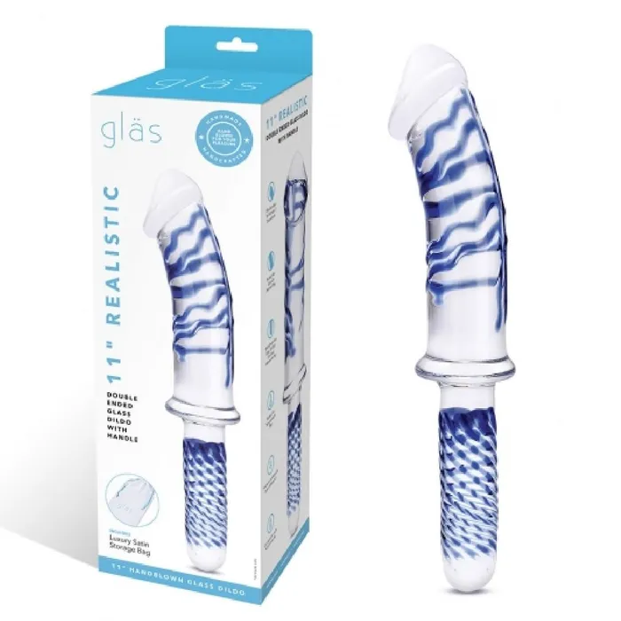 Electric Eel Inc Dildos Glas Realistic Double Ended 11 Inch Glass Dildo with Handle