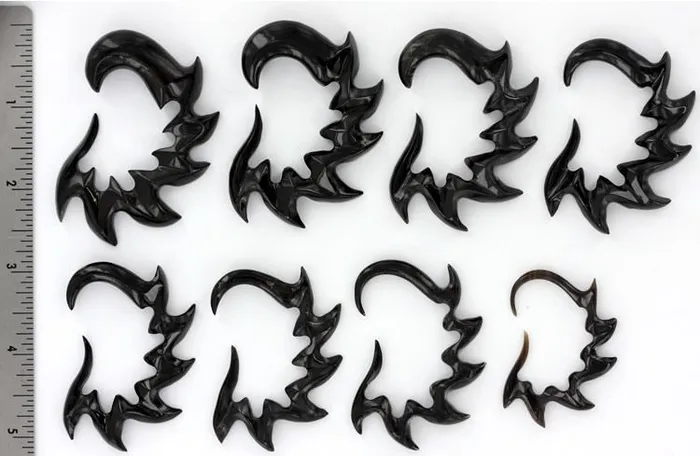 Elementals Organics Anal FLAMES Black Horn Spiral Earrings Body Jewelry Price Per 2