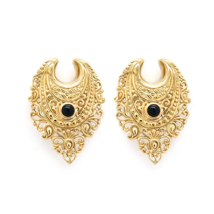 Elementals Organics Anal Polished Brass Filigree Black Onyx Saddle Plugs Price Per 2 Elementals Organics Anal Polished Brass Filigree Black Onyx Saddle Plugs Price Per 2