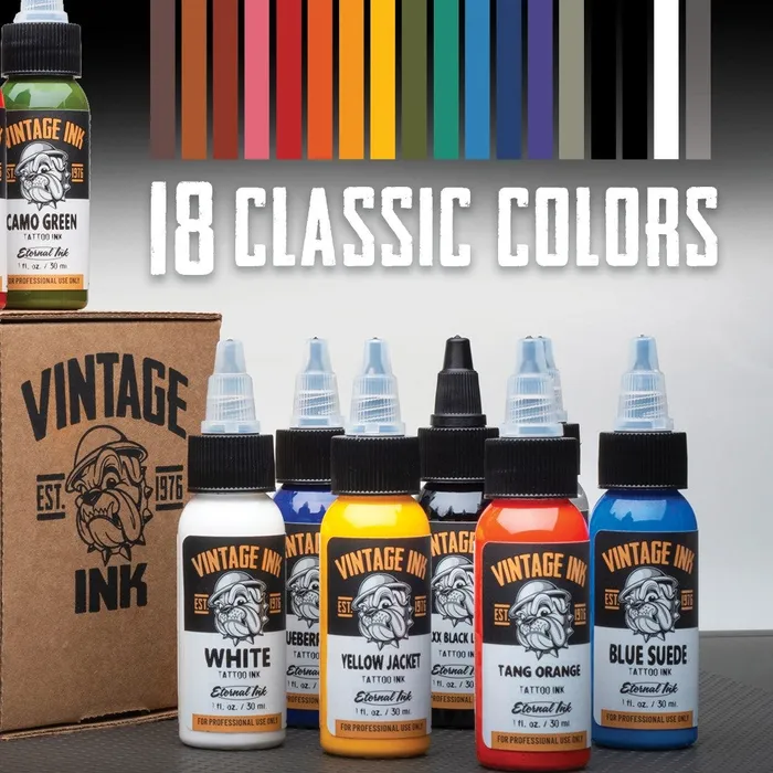 Eternal Anal Vintage Ink Set of 18 1oz Bottles Eternal Tattoo Ink