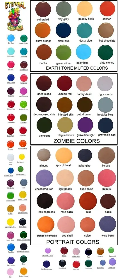 Eternal Full 50 Color Set 4oz Bottles Eternal Tattoo Ink Anal
