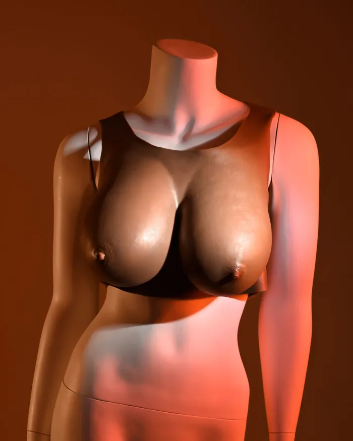 Evolved Novelties Anal Gender X Wearable Silicone E Cup Breasts Chocolate
