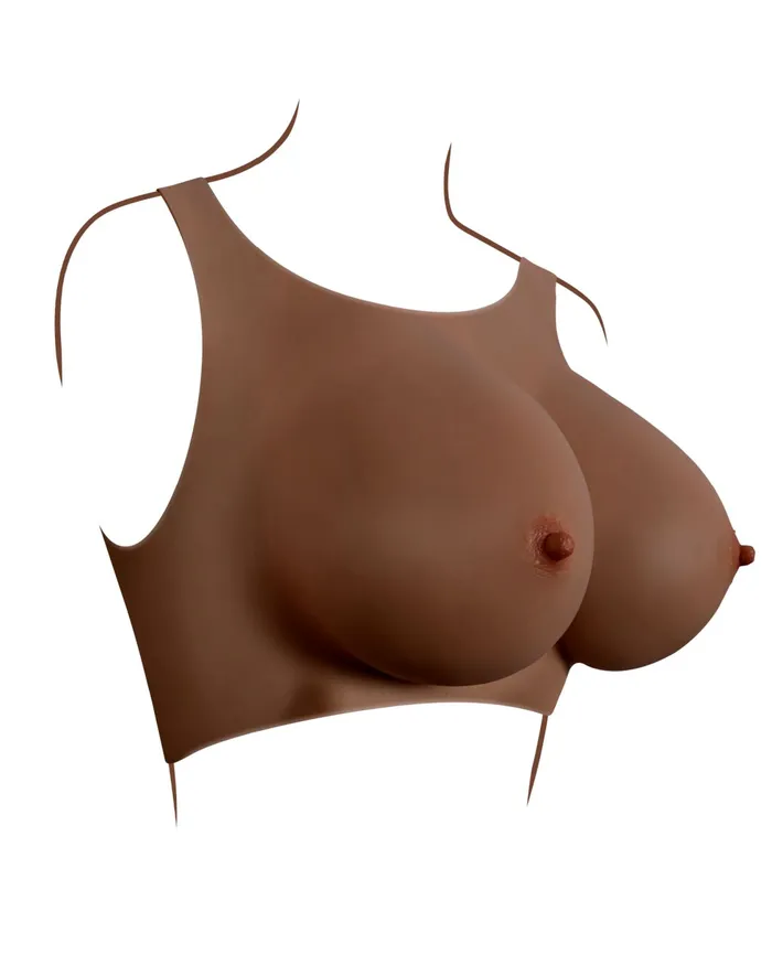 Evolved Novelties Anal Gender X Wearable Silicone E Cup Breasts Chocolate