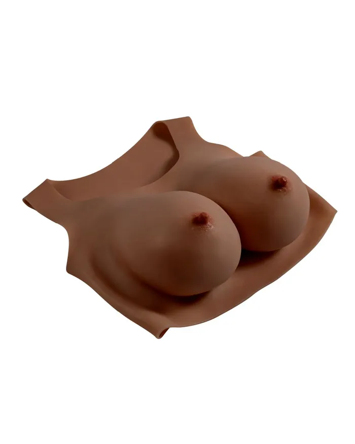 Evolved Novelties Anal Gender X Wearable Silicone E Cup Breasts Chocolate