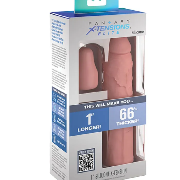Fantasy 7 Inch Silicone Penis Extension with 1 inch Plug Vanilla Pipedream Products Male Sex Toys
