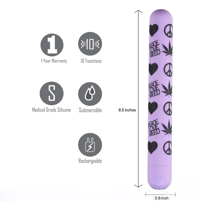 Female Sex Toys Maia Toys UNITY USB Rechargeable XLong PLW Print Super Charged Bullet Violet 420 Series