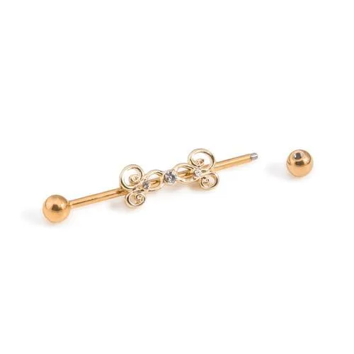 Female Sex Toys Painful Pleasures 14g 138 PVD Coated Industrial Barbell with Gold Plated Jeweled Charm Price Per 1 Female Sex Toys Painful Pleasures 14g 138 PVD Coated Industrial Barbell with Gold Plated Jeweled Charm Price Per 1