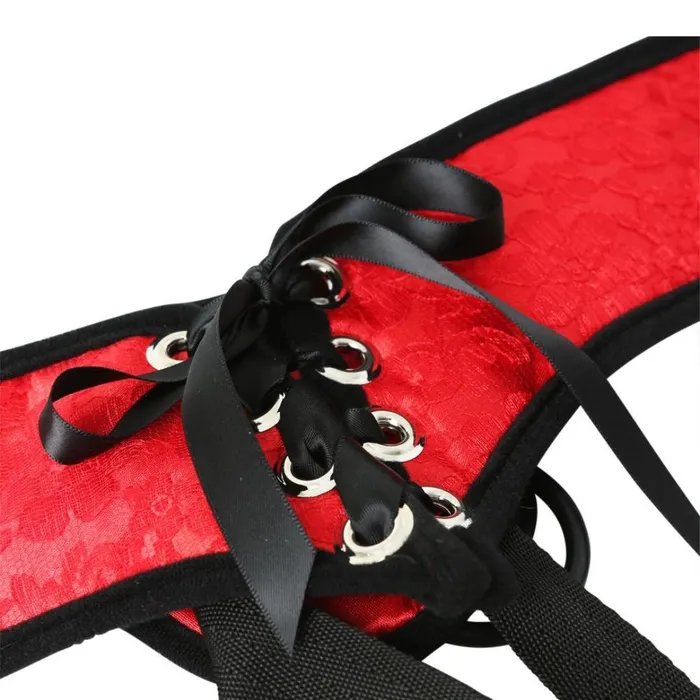 Female Sex Toys Sportsheets Red Lace Corsette Strapon Harness Up to 60 Hips