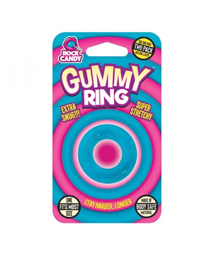Gummy Ring Stretchy Blue Beginners Cock Ring Rock Candy Male Sex Toys