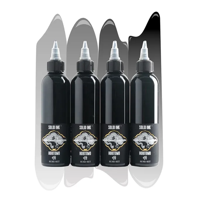 Horitomo 4 Bottle Sumi Set Solid Ink 8oz Bottles Solid Ink Anal