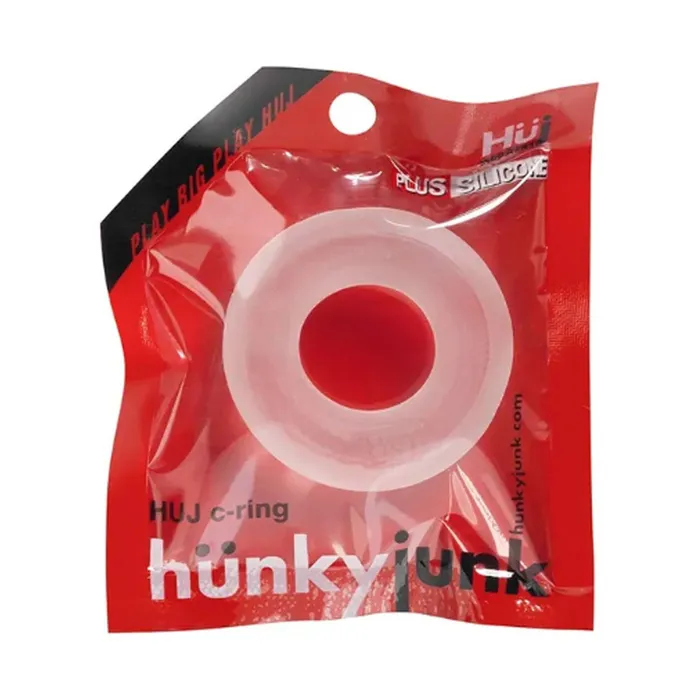 hunky junk HUJ Silicone Blend Ring OpaqueClear Oxballs LLC Male Sex Toys