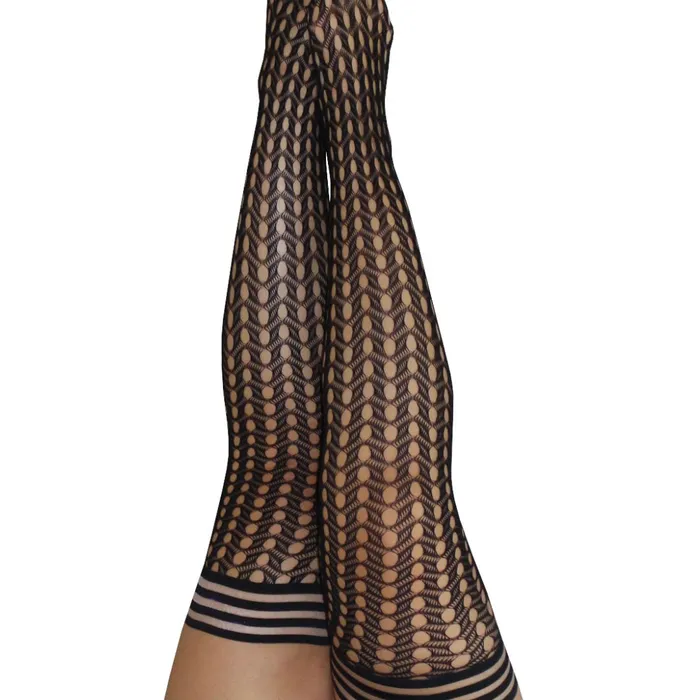 Kixies Kixies Mimi Black Circle Fishnet Thigh Highs sizes AD Anal