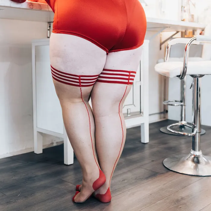 Kixies Whitney Red Back Seam Sheer Thigh Highs sizes AD Kixies Vibrators