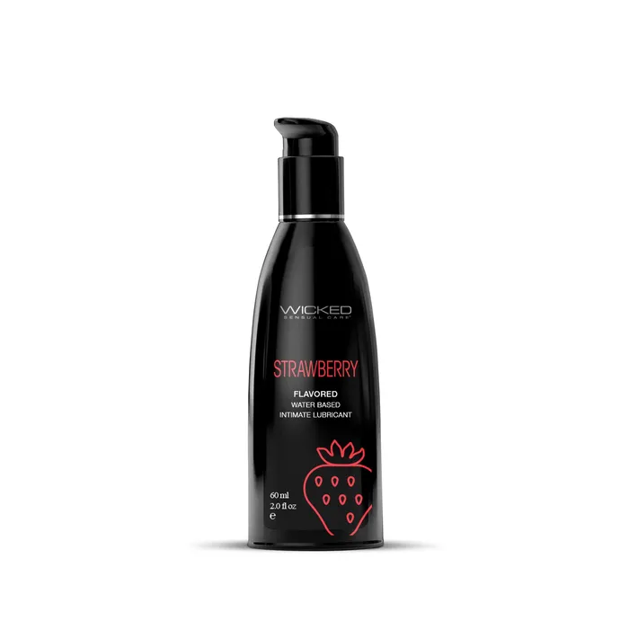 Lubricants Wicked Aqua Strawberry Flavored Water Based Lubricant 2 oz Wicked Lubes