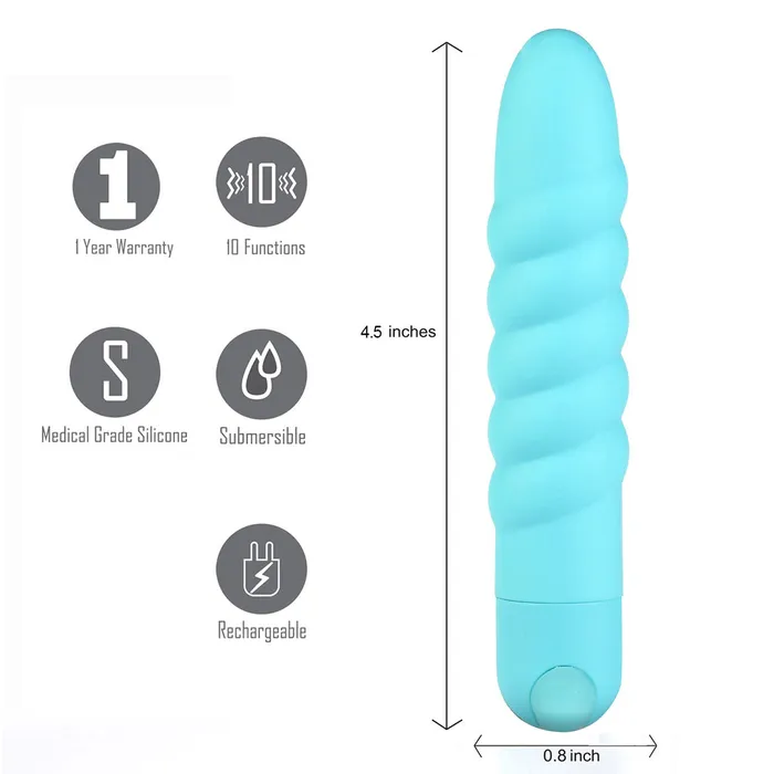 MAIA TOYS LOLA USB Rechargeable Silicone 10Function Vibrating Twisty Bullet Blue Maia Toys Female Sex Toys